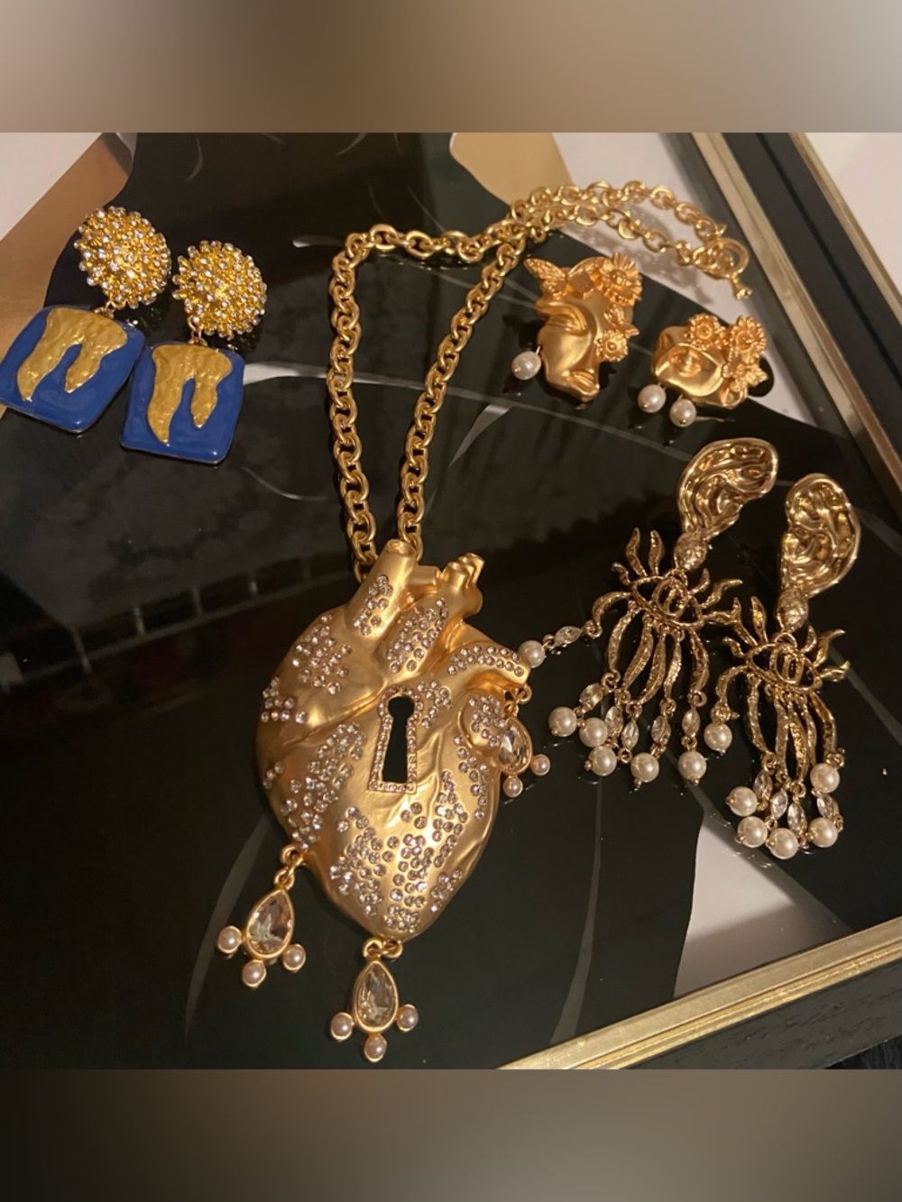Schiaparelli Necklace , and 3 pairs of Earrings